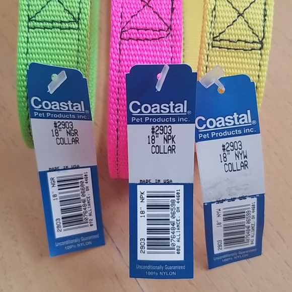 3 Coastal 18 Inch Dog Collars Pink Green Yellow - Picture 6 of 7